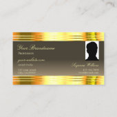 絶妙なベージュブラウン縁ど金ゴールドロゴと写真 名刺 (裏面)