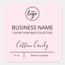 絶妙なラグジュアリーロゴパステルピンクソープバーラベル スクエアシール
