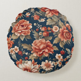絶妙なレトロオレンジのバラ離れ、花 ラウンドクッション