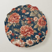 絶妙なレトロオレンジのバラ離れ、花 ラウンドクッション (裏面)