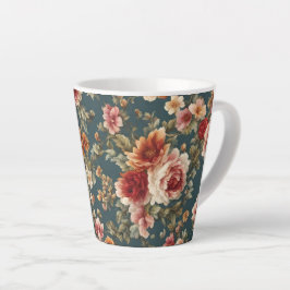 絶妙なロマンチックなバラと美しい花 カフェラテマグ