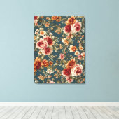 絶妙なロマンチックなバラと美しい花 キャンバスプリント (インサイチュ (ウッドフロア))