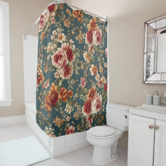 絶妙なロマンチックなバラと美しい花 シャワーカーテン