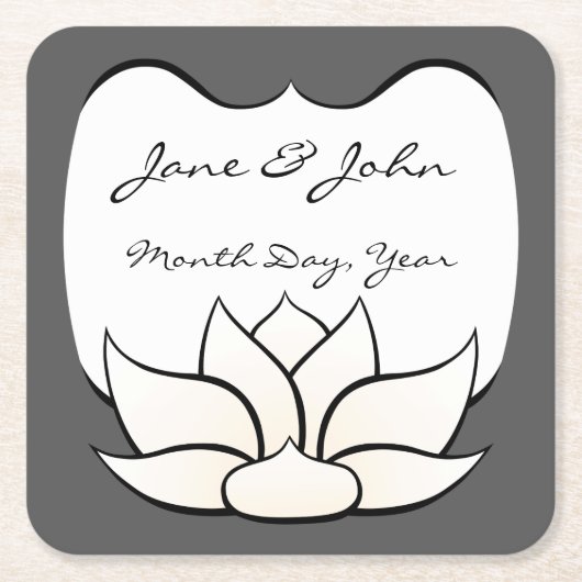 絶妙なロータスインピューターとホワイト紙コースター スクエアペーパーコースター (正面)