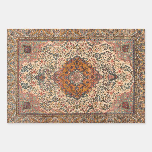 絶妙なヴィンテージペルシャじゅうたん模様 ラッピングペーパーシート (正面)