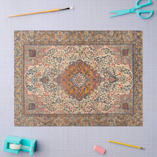絶妙なヴィンテージペルシャじゅうたん模様 薄葉紙 (クラフト)