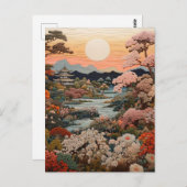 絶妙な伝統的日本のタペストリー芸術： ポストカード (正面/裏面)