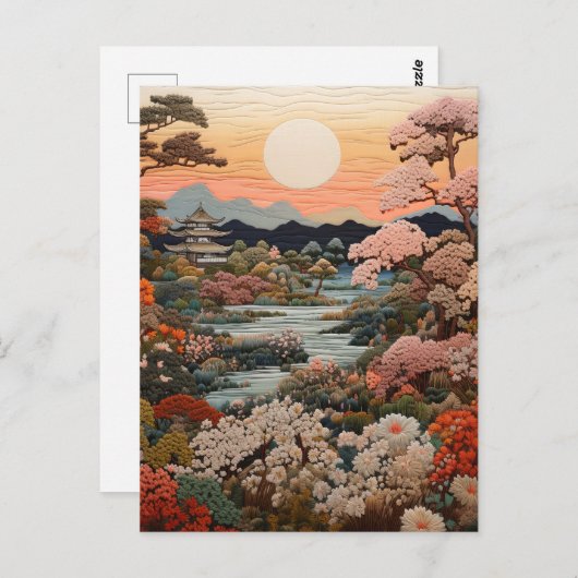 絶妙な伝統的日本のタペストリー芸術： ポストカード (正面/裏面)