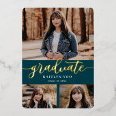 絶妙な味のフォイル卒業招待状フォイル 箔招待状 (正面)