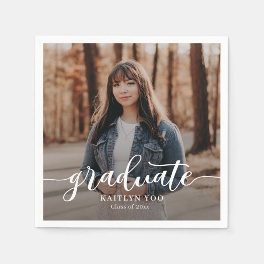 絶妙な味の編集可能なカラー卒業ナプキン スタンダードカクテルナプキン (正面)