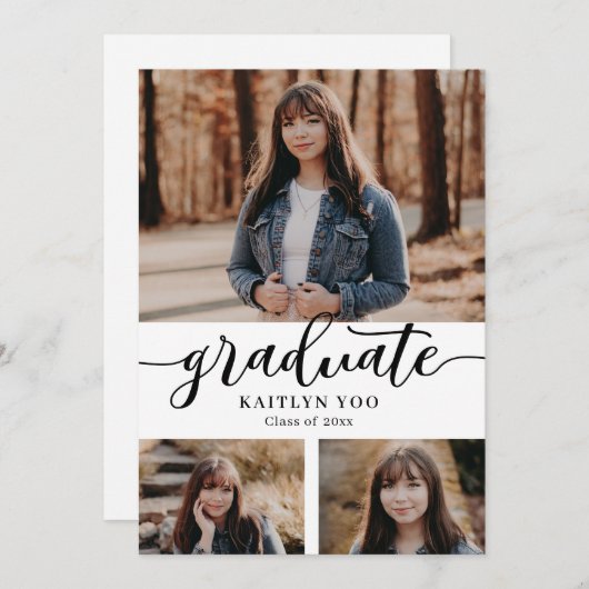 絶妙な味の編集可能なカラー卒業Invitati 招待状 (正面/裏面)