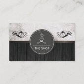 絶妙な大理石の木のトリム | 理容師 名刺 (正面)