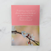 絶妙な日本のアプリコットの花 サンキューカード (内部)