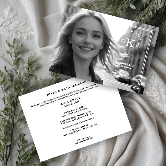 絶妙な書スタイリッシュ道フォトグラードイニシャル 招待状