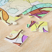 絶妙な水の色の線形コンテンポラリー抽象芸術 ジグソーパズル (側面)