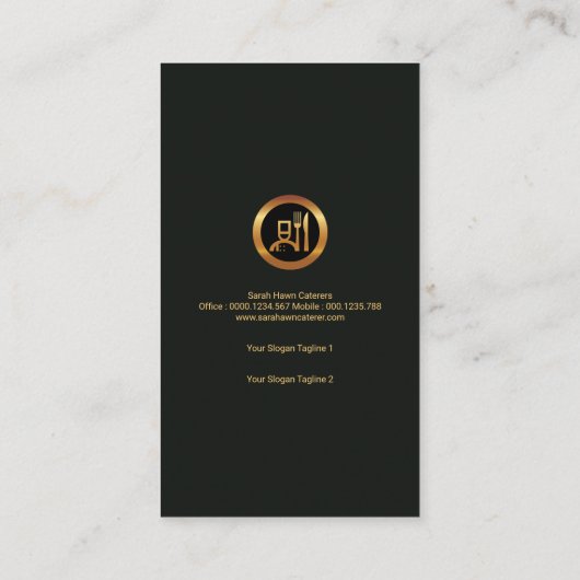 絶妙な汚れの金ゴールドの食事用器具類のマルティーニガラスのサービス係 名刺 (裏面)