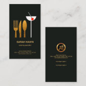 絶妙な汚れの金ゴールドの食事用器具類のマルティーニガラスのサービス係 名刺 (正面/裏面)