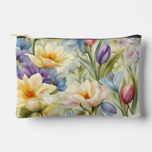 絶妙な洗練された春の花。絵画の アクセサリーポーチ (正面)