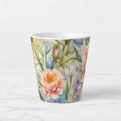 絶妙な洗練された春の花。絵画の カフェラテマグ (正面)