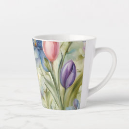 絶妙な洗練された春の花。絵画の カフェラテマグ