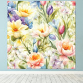 絶妙な洗練された春の花。絵画の キャンバスプリント (インサイチュ (ウッドフロア))