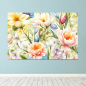 絶妙な洗練された春の花。絵画の キャンバスプリント (インサイチュ (ウッドフロア))