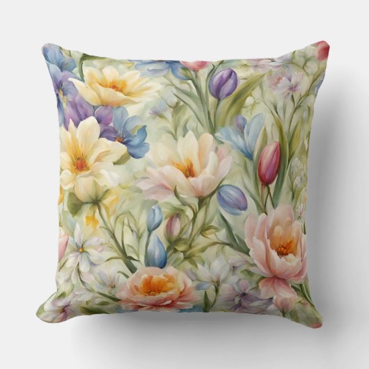 絶妙な洗練された春の花。絵画の クッション (正面)