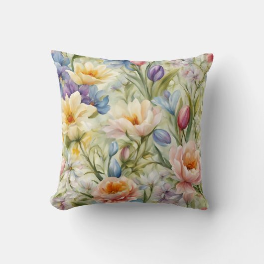 絶妙な洗練された春の花。絵画の クッション (正面)