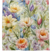 絶妙な洗練された春の花。絵画の シャワーカーテン (正面)