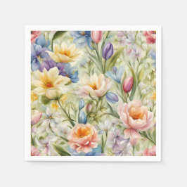 絶妙な洗練された春の花。絵画の スタンダードカクテルナプキン