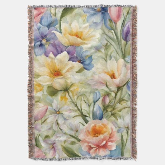 絶妙な洗練された春の花。絵画の スローブランケット (正面縦)