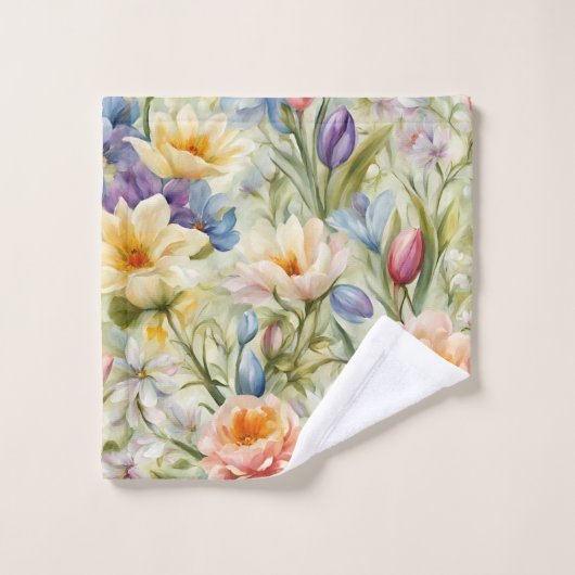 絶妙な洗練された春の花。絵画の バスタオルセット (ウォッシュタオル)