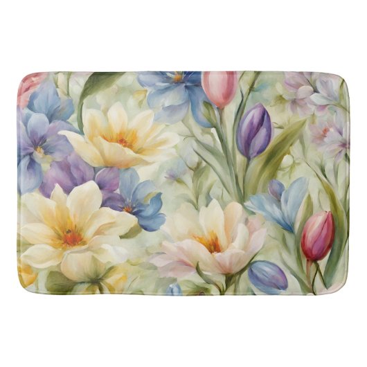 絶妙な洗練された春の花。絵画の バスマット (正面)