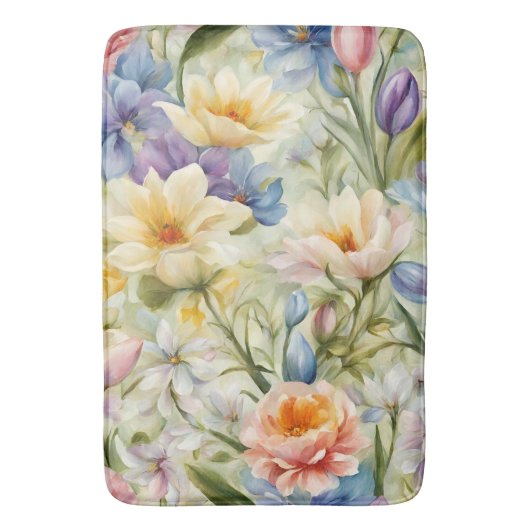 絶妙な洗練された春の花。絵画の バスマット (正面縦)