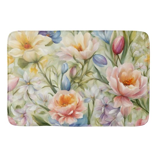 絶妙な洗練された春の花。絵画の バスマット (正面)