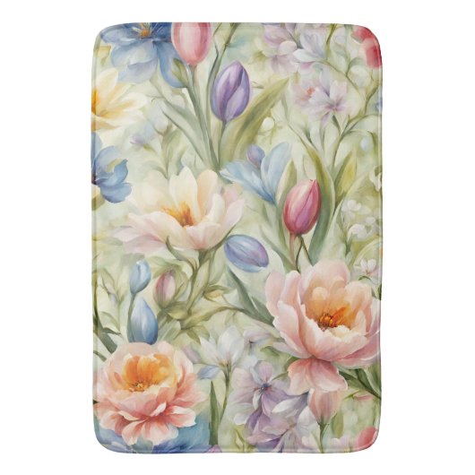 絶妙な洗練された春の花。絵画の バスマット (正面縦)