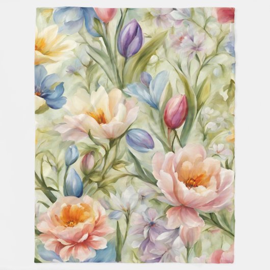 絶妙な洗練された春の花。絵画の フリースブランケット (正面)