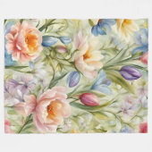 絶妙な洗練された春の花。絵画の フリースブランケット (正面(横))