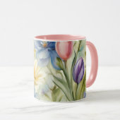 絶妙な洗練された春の花。絵画の マグカップ (正面右)