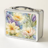 絶妙な洗練された春の花。絵画の メタルランチボックス (裏面)