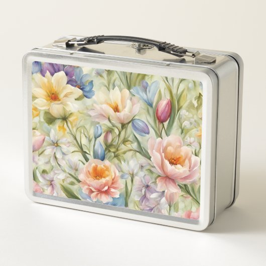 絶妙な洗練された春の花。絵画の メタルランチボックス (裏面)
