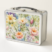 絶妙な洗練された春の花。絵画の メタルランチボックス (正面)