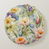 絶妙な洗練された春の花。絵画の ラウンドクッション (裏面)