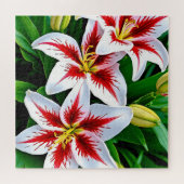 絶妙な白いユリ ジグソーパズル (横)