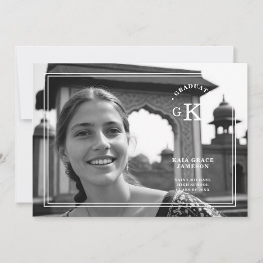 絶妙な白黒シックスタイリッシュフォトグラード 招待状 (正面)