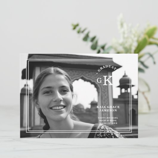 絶妙な白黒シックスタイリッシュフォトグラード 招待状 (スタンド正面)