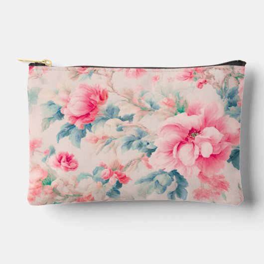 絶妙な穏やかなピンクの花と離れcerulean アクセサリーポーチ (正面)