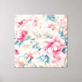絶妙な穏やかなピンクの花と離れcerulean キャンバスプリント
