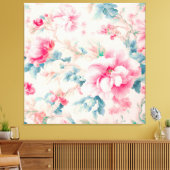 絶妙な穏やかなピンクの花と離れcerulean キャンバスプリント (インサイチュ (リビング))