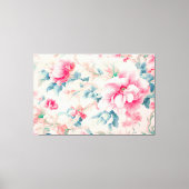 絶妙な穏やかなピンクの花と離れcerulean キャンバスプリント (正面)